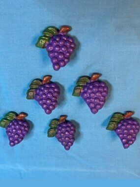 Six (6) Hand Painted Cast Iron Grape Drawer Pulls Set of Six (6) 10316